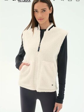 Splits59 Cream Sherpa Vest with Black-Trim Collar